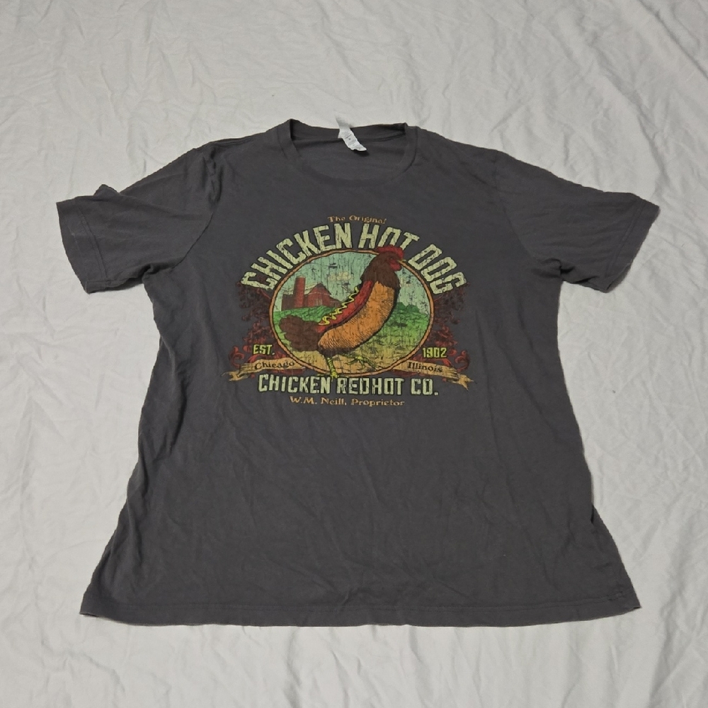 Mens XL Chicken Hot Dog T-Shirt